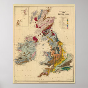 Geologische kaart, Britse eilanden Poster