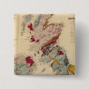 Geologische kaart, Britse eilanden Vierkante Button 5,1 Cm