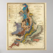 Geologische kaart, Engeland, Wales Poster (Voorkant)