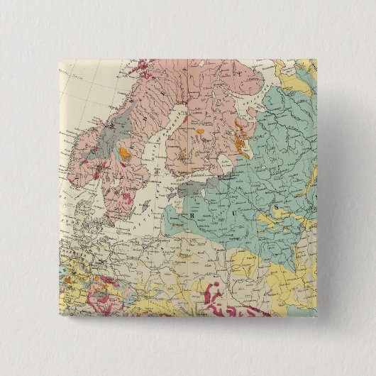 Geologische kaart Europa Vierkante Button 5,1 Cm (Voorkant)