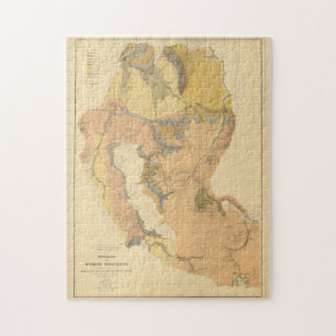 Geologische kaart  Montana & Wyoming (1872) Legpuzzel