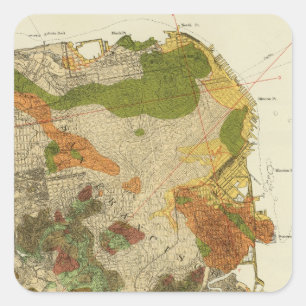 Geologische kaart San Francisco Vierkante Sticker