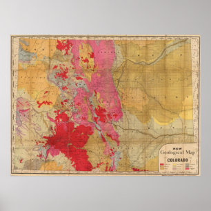  geologische kaart van Colorado (1879) Poster