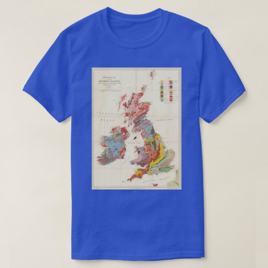  geologische kaart van de Britse eilanden 1913 T-shirt (Design voorkant)