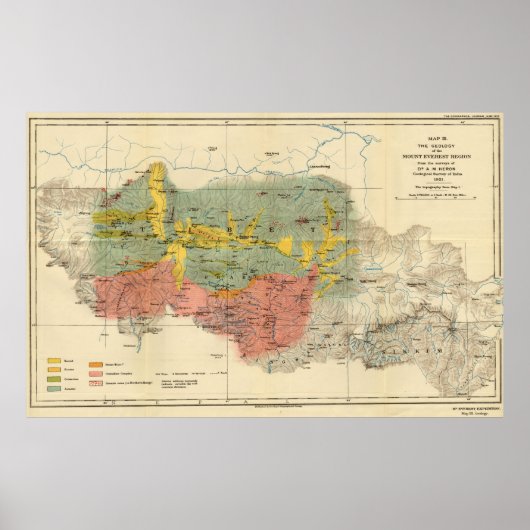  geologische kaart van de Mount Everest Poster (Voorkant)