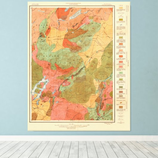 Geologische kaart van de Quadrangle van het meer - Canvas Afdruk (Insitu (Houten vloer))