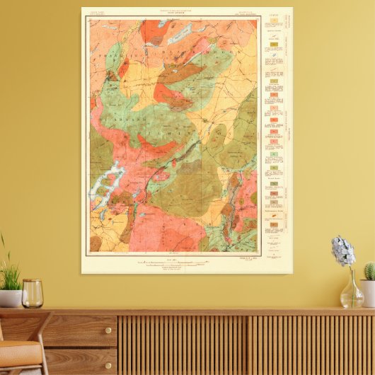 Geologische kaart van de Quadrangle van het meer - Canvas Afdruk (Insitu (Woonkamer))