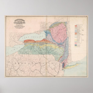  Geologische kaart van de staat New York (1870) Poster