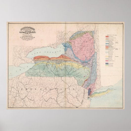  Geologische kaart van de staat New York (1870) Poster (Voorkant)