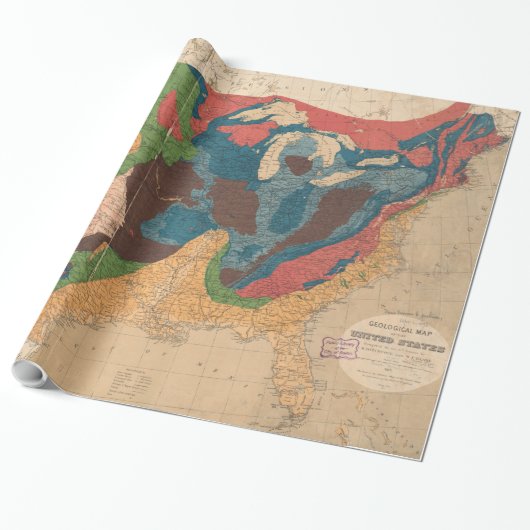  Geologische kaart van de Verenigde Staten (1872) Cadeaupapier (Uitgerold)