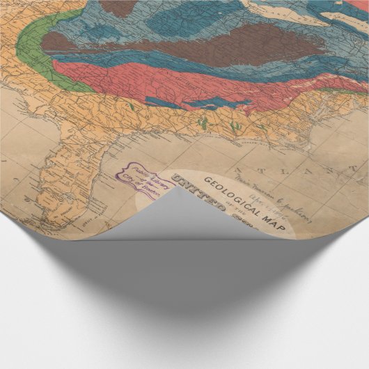 Geologische kaart van de Verenigde Staten (1872) Cadeaupapier (Hoek)