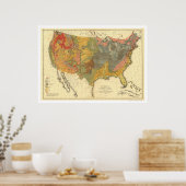 Geologische kaart van de Verenigde Staten 1872 Poster (Keuken)