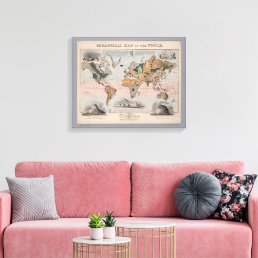 Geologische kaart van de wereld canvas afdruk (Insitu (Woonkamer))