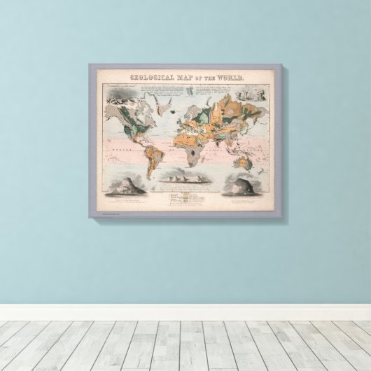 Geologische kaart van de wereld canvas afdruk (Insitu (Houten vloer))