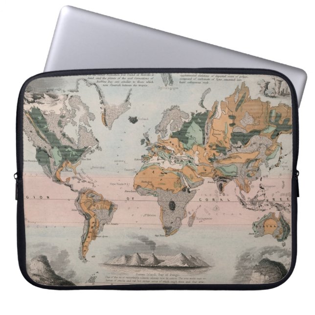 Geologische kaart van de wereld laptop sleeve (Voorkant)
