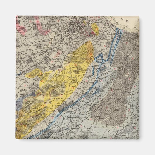 Geologische kaart van Edinburgh Magneet (Voorkant)