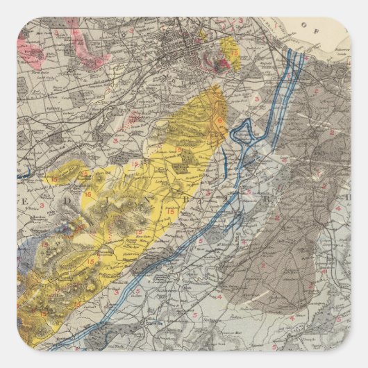 Geologische kaart van Edinburgh Vierkante Sticker (Voorkant)