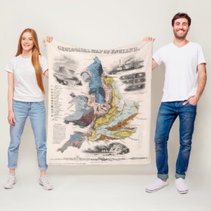 Geologische kaart van Engeland Fleece Deken