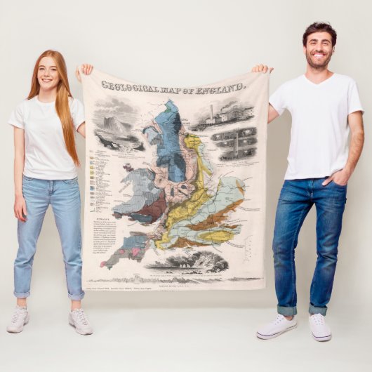 Geologische kaart van Engeland Fleece Deken (In situ)
