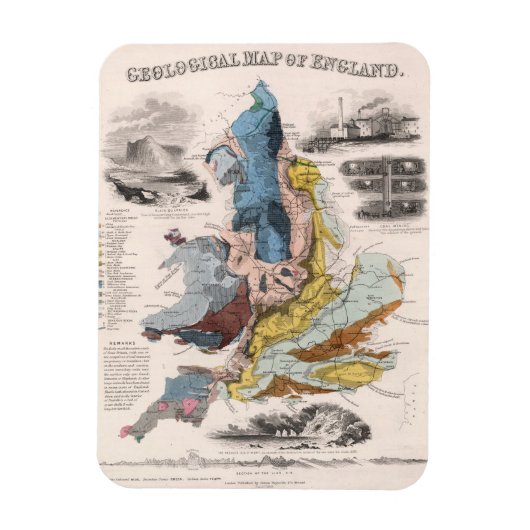 Geologische kaart van Engeland Magneet (Verticaal)