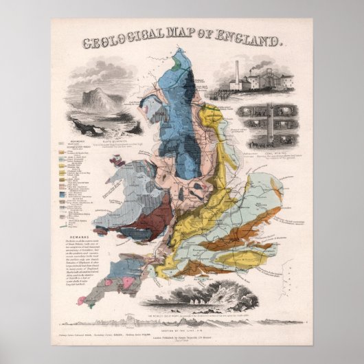 Geologische kaart van Engeland Poster (Voorkant)