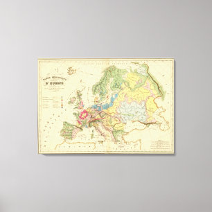 Geologische kaart van Europa Canvas Afdruk