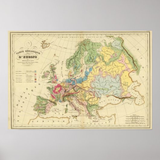 Geologische kaart van Europa Poster (Voorkant)