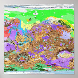 Geologische kaart van het Mars-Poster Poster