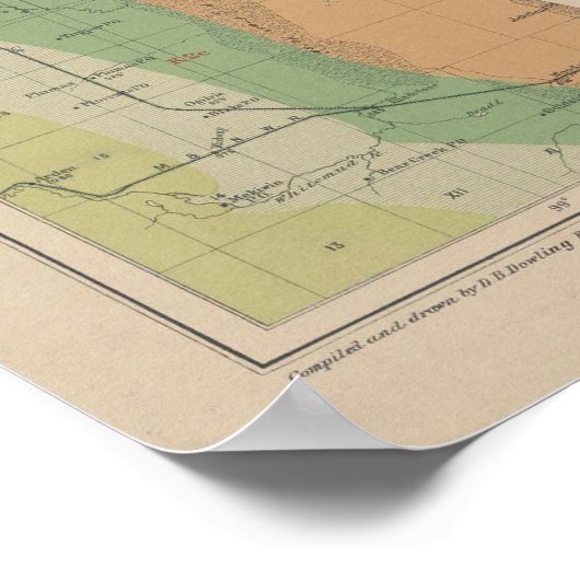 Geologische kaart van het  meer van Winnipeg (1899 Poster (Hoek)