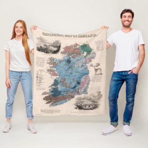 Geologische kaart van Ierland Fleece Deken
