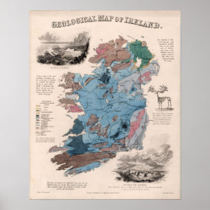 Geologische kaart van Ierland Poster