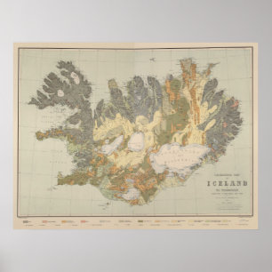 Geologische Kaart van IJsland (1901) Poster