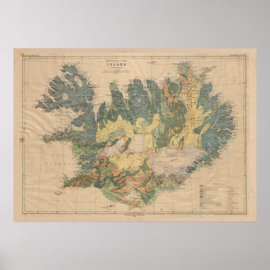 Geologische Kaart van IJsland (1906) Poster (Voorkant)