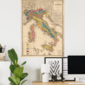 Geologische kaart van Italië 1844 Poster (Thuiskantoor)