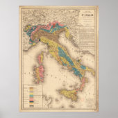 Geologische kaart van Italië 1844 Poster (Voorkant)