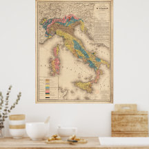 Geologische kaart van Italië 1844