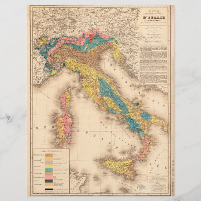 Geologische kaart van Italië door H. de Collegno ( (Voorkant)