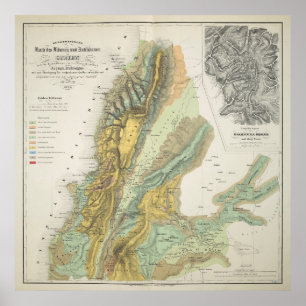  Geologische kaart van Libanon (1842) Poster
