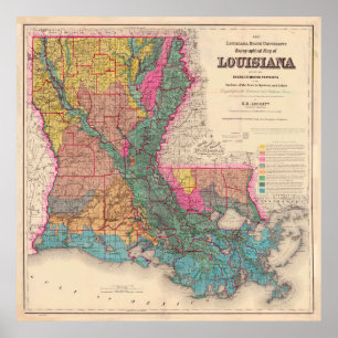  geologische kaart van Louisiana (1882) Poster