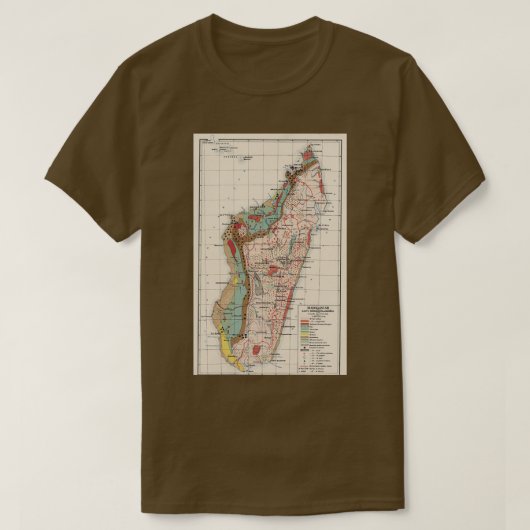  geologische kaart van Madagaskar 1922 T-shirt (Design voorkant)
