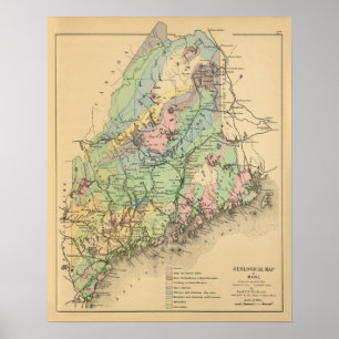 Geologische kaart van Maine Poster