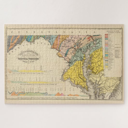  geologische kaart van Maryland (1873) Legpuzzel (Horizontaal)