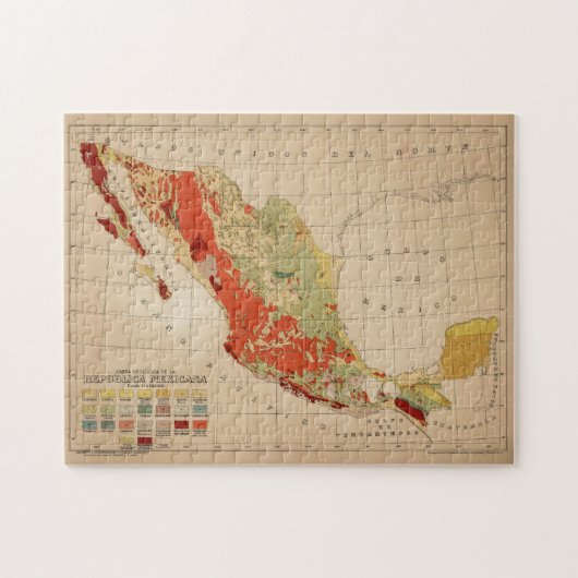 Geologische Kaart van Mexico (1921) Legpuzzel (Horizontaal)