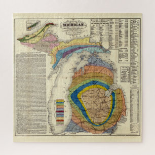 Geologische kaart van Michigan (1865) Legpuzzel