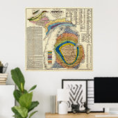 Geologische kaart van Michigan (1865) Poster (Thuiskantoor)