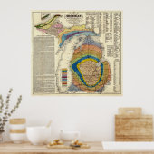 Geologische kaart van Michigan (1865) Poster (Keuken)