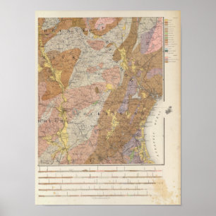 Geologische kaart van New Hampshire 4 Poster