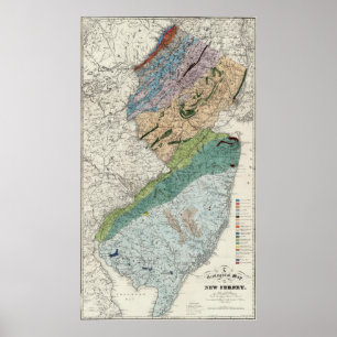  Geologische kaart van New Jersey (1839) Poster