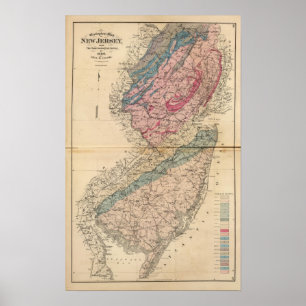 Geologische kaart van New Jersey Poster