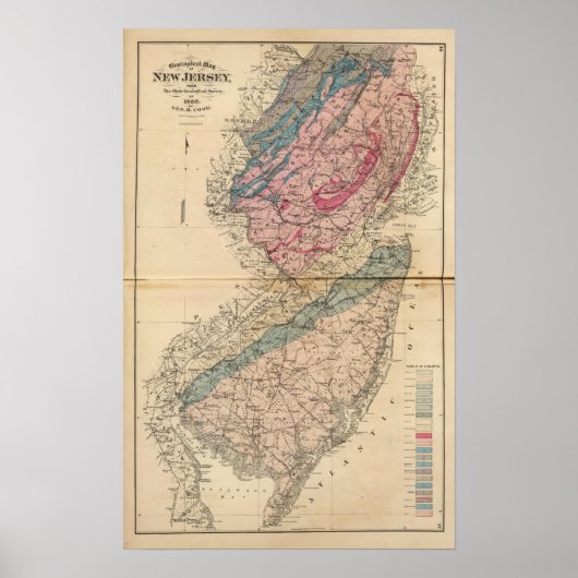 Geologische kaart van New Jersey Poster (Voorkant)